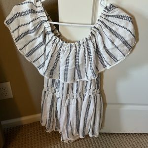 Lulus Off shoulder white shorts romper
